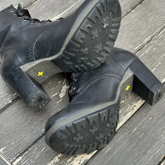SOLD - Dr. Doc Marten’s Darcie Black High Heel Boots Womens 39 Size 8 - Picture 9 of 11